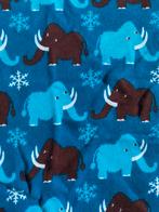 Leuke sweaterstof met print van mammoetjes - 60x85 cm, Blauw, Nieuw, Ophalen of Verzenden, 30 tot 120 cm