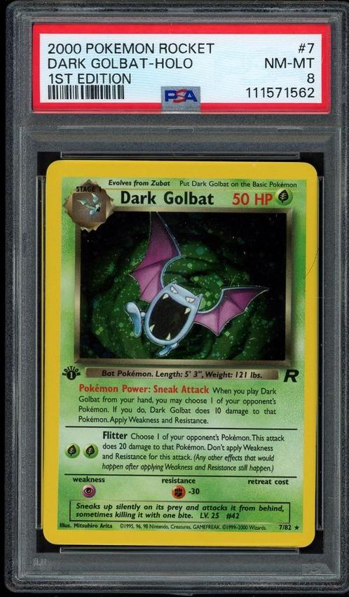 Dark Golbat Holo 1st Edition PSA 8 - 7/82 - Team Rocket 2000, Hobby en Vrije tijd, Verzamelkaartspellen | Pokémon, Zo goed als nieuw