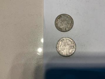 2  Franse 1-franc  Morlon munten uit 1947. beschikbaar voor biedingen