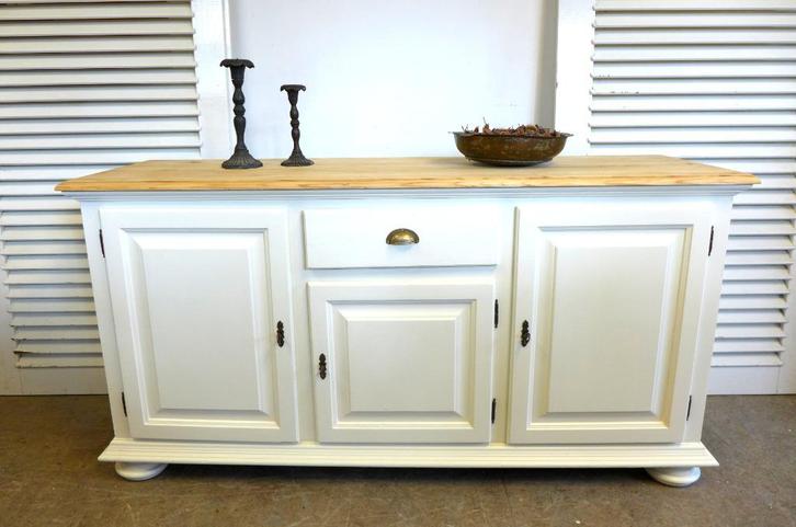 Prachtig wit landelijk dressoir, Huis en Inrichting, Kasten | Dressoirs, Zo goed als nieuw, 150 tot 200 cm, 25 tot 50 cm, Met lade(s)