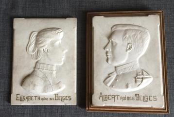Albert I en Elisabeth - portretten in marmer, Ophalen of Verzenden, Gebruikt, Overige typen