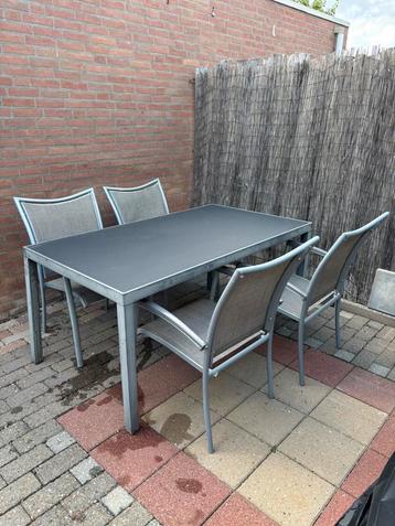Tuinset Tuintafel met 4 Tuinstoelen 160x90x75cm Goede Staat beschikbaar voor biedingen
