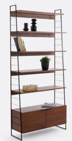 Vintage rek in staal en notenfineer, Huis en Inrichting, Kasten | Boekenkasten, Ophalen, 50 tot 100 cm, Zo goed als nieuw, Metaal