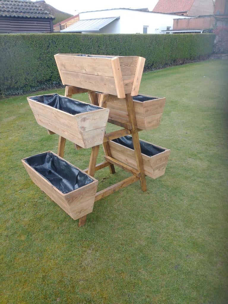 Bloembakken toren in behandeld hout zeer uniek, Tuin en Terras, Ophalen, Hout