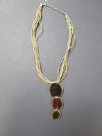 Collier avec 3 émaux brun et vert olive, Bijoux, Sacs & Beauté, Colliers, Avec pendentif, Comme neuf, Brun, Enlèvement