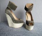 Giuseppe Zanotti platform sandalen / wedges in suède, It 37, Neuf, Giuseppe Zanotti, Vert, Sandales et Mûles