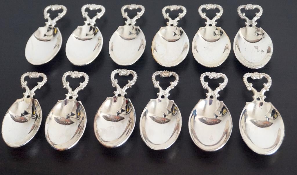 12 verzilverde presentatielepels, Ophalen of Verzenden, Zilver