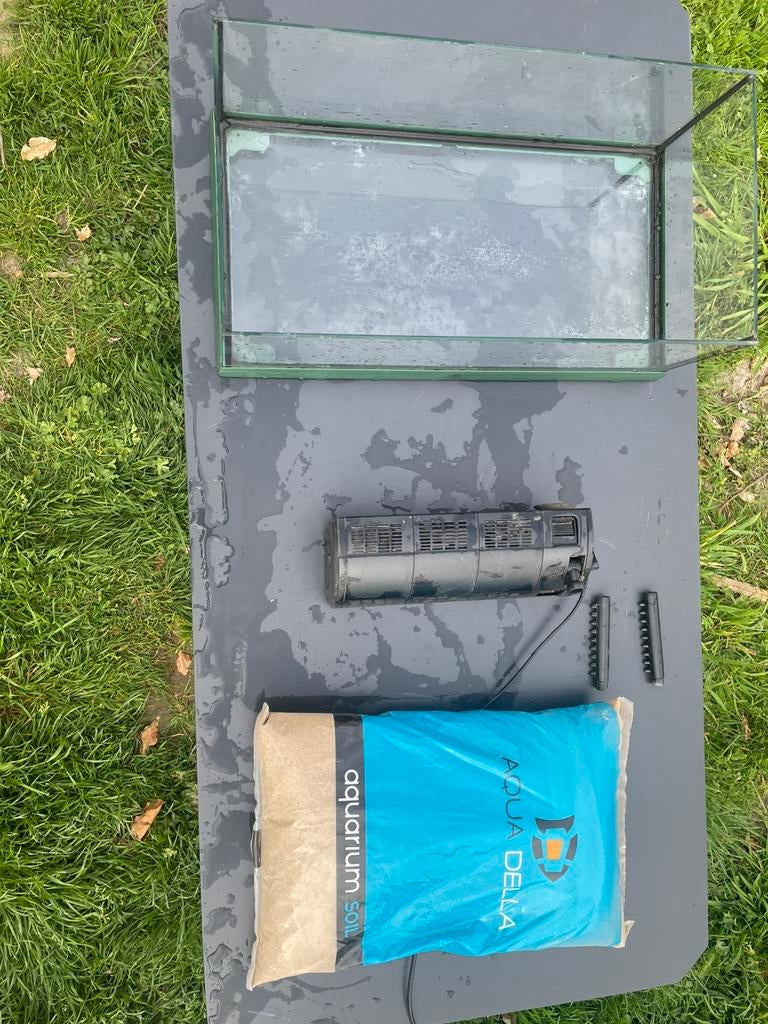 Aquarium met filter en zand, Enlèvement, Utilisé