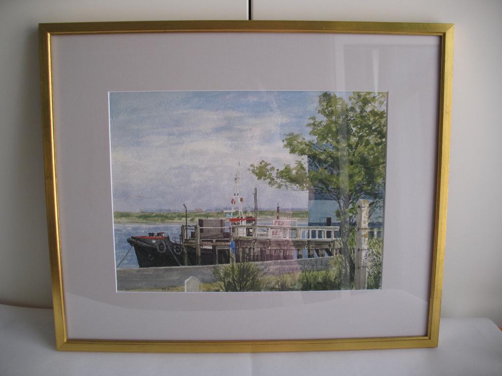 Aquarel van Antoon Luyckx  ' Aanlegsteiger', Antiek en Kunst, Kunst | Schilderijen | Modern, Ophalen of Verzenden