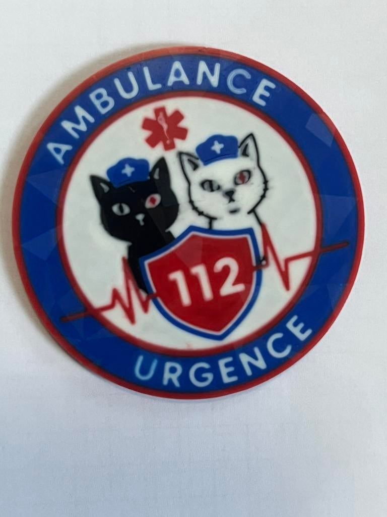 Ambulance velcro-patch zwarte kat witte kat, Ophalen of Verzenden, Nieuw
