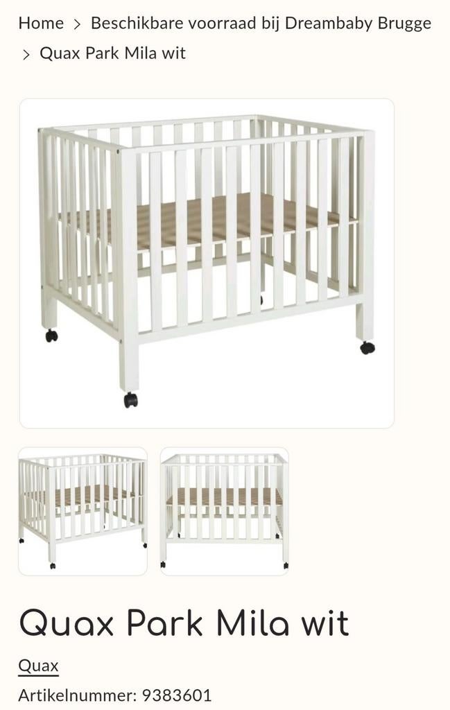 Quak park mila wit, Kinderen en Baby's, Babyparken, Ophalen of Verzenden, Zo goed als nieuw, Rechthoekig, In hoogte verstelbaar