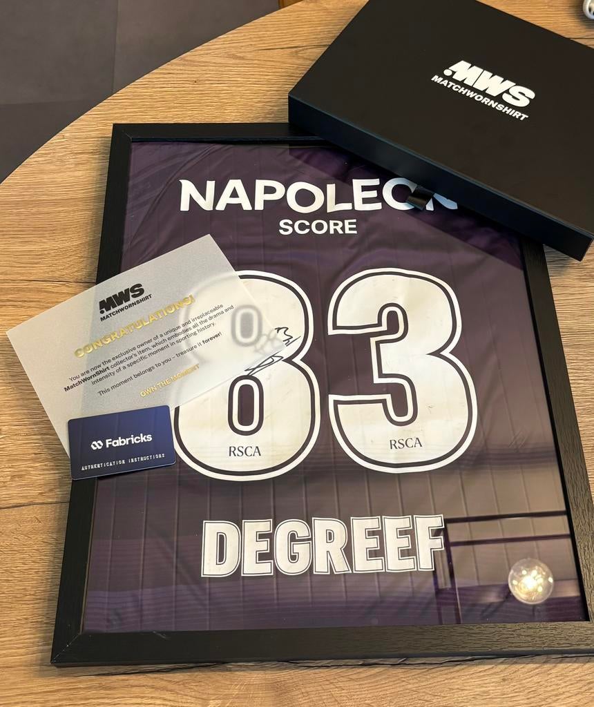 Ingekaderd matchwornshirt Tristan Degreef RSCA, Enlèvement, Comme neuf