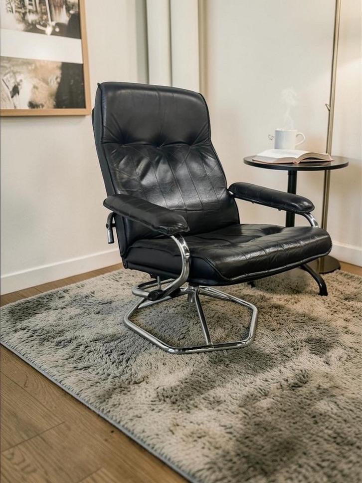 vintage lederen Deense loungestoel / fauteuil / eenzit UNICO, Antiek en Kunst, Curiosa en Brocante, Ophalen