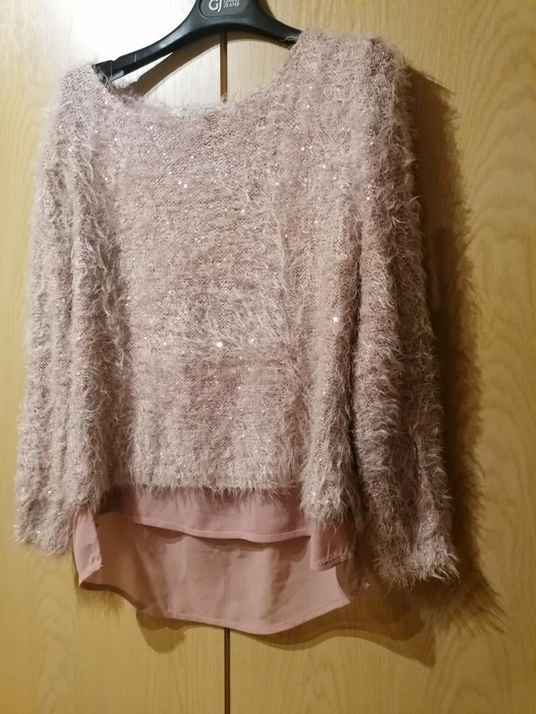 Pull rose à paillettes brillantes S/M, Vêtements | Femmes, Pulls & Gilets, Rose, Enlèvement
