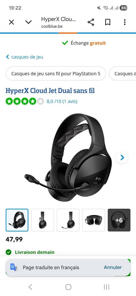 Casque gaming wifi hyperx cloud jet, Computers en Software, Headsets, Ophalen of Verzenden