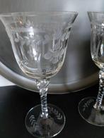 2 vintage kristallen wijnglazen met de hand geblazen., Antiek en Kunst, Ophalen