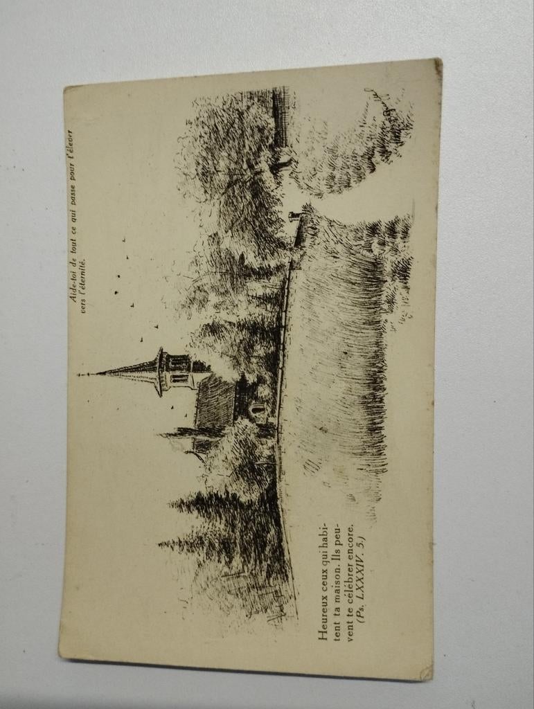 Een oude postkaart met landschap en een dorpje, Verzamelen, Ophalen