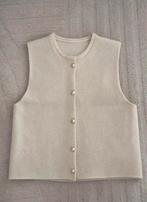 Gilet sans manches beige écru à boutons dorés - Maille douce, Kleding | Dames, Bodywarmers, Verzenden, Zo goed als nieuw, Maat 38/40 (M)