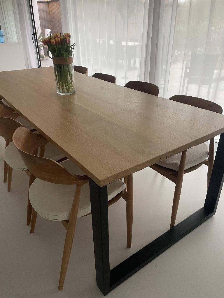 Eettafel in lichte Eik 2,6m x 1m, Huis en Inrichting, Ophalen, 100 tot 150 cm, Eikenhout, 200 cm of meer