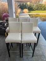 5 Barkrukken leder beige, Ophalen, 5 krukken of meer, Met voetsteun, 60 tot 90 cm