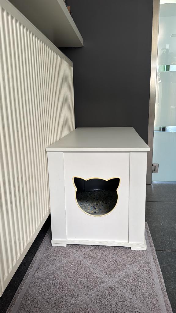 Kattenbak kast (wit), Dieren en Toebehoren, Kattenbakken, Gebruikt, Gesloten, Ophalen