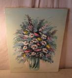 Belle œuvre peinte 'Fleurs en bouteille' - signée, Antiquités & Art, Enlèvement ou Envoi