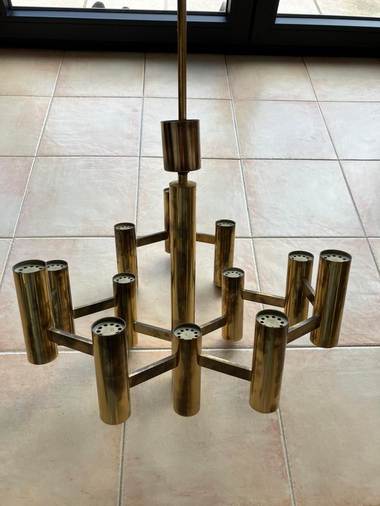 Kroonluchter S.A. Boulanger (13 lichtpunten), Maison & Meubles, Lampes | Lustres, Utilisé, Métal, Enlèvement