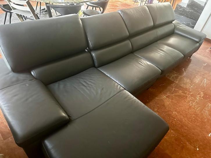 Zetel, Huis en Inrichting, Zetels | Zetels, Gebruikt, Hoekbank, Vierpersoons of meer, 300 cm of meer, 100 tot 125 cm, Leer, Ophalen