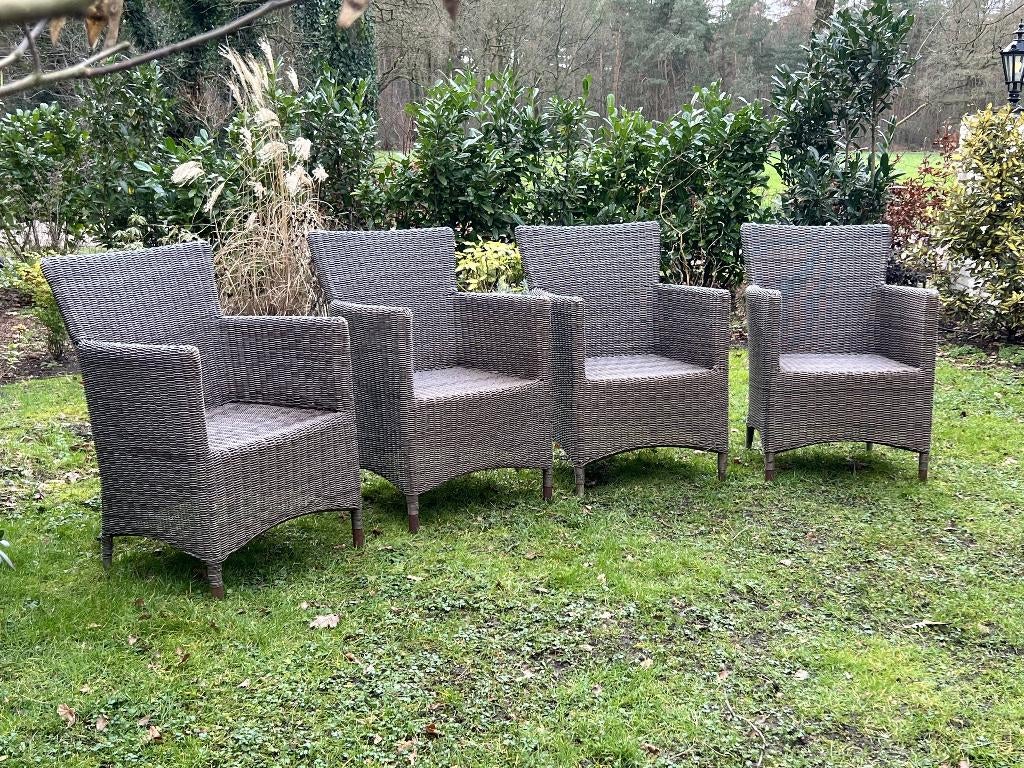 Tuinstoelen wicker 4 stuks, Jardin & Terrasse, Chaises de jardin, Comme neuf, Osier, Enlèvement