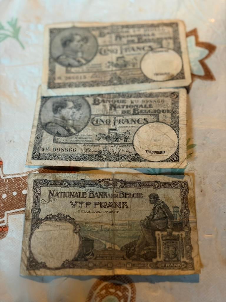 5 Belgische frank 1938, Enlèvement ou Envoi, Billets de banque