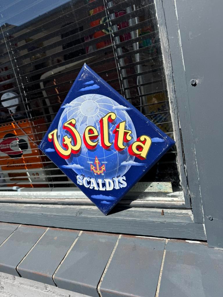 Welta Scaldis reclamebord, Ophalen of Verzenden, Gebruikt, Reclamebord