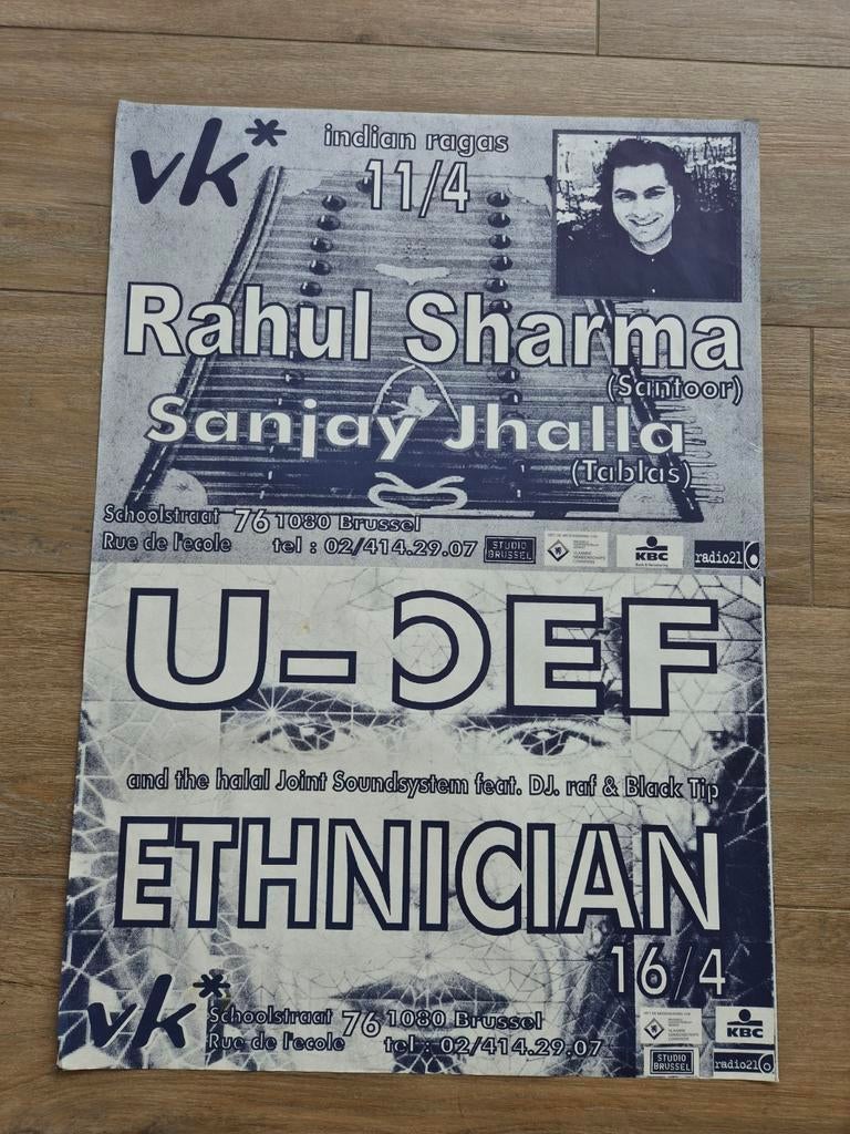 Affiche de concert Indian Ragas Rahul Sharma Sanjay Jhalla, Enlèvement ou Envoi, Comme neuf, Musique