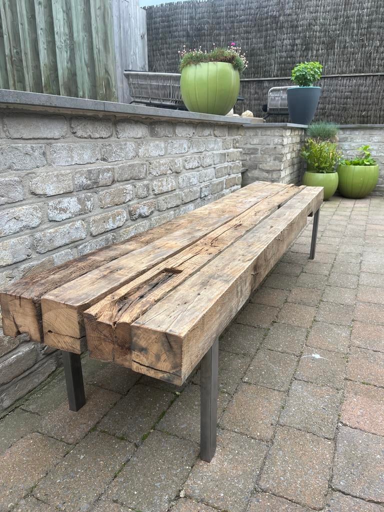 Eiken tuinbank, Tuin en Terras, Ophalen, Zo goed als nieuw