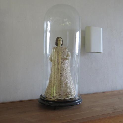 Victoriaanse Engel was pop eind 19de eeuw met glazen stolp, Antiek en Kunst, Curiosa en Brocante, Ophalen of Verzenden