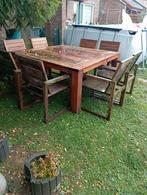 Table en teck massif carré 8 chaises, Tuin en Terras, Picknicktafels, Ophalen of Verzenden, Zo goed als nieuw, Vierkant
