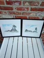 2 etsen van Dirk Baksteen 25€., Antiek en Kunst, Kunst | Etsen en Gravures, Ophalen