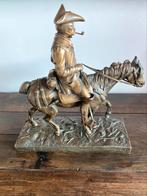 Sculpture en bronze Cavalier avec pipe sur cheval en bronze., Ophalen of Verzenden, Brons