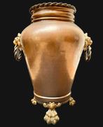 Antiek grote koperen vaas/pot met bronzen ornamenten, Ophalen