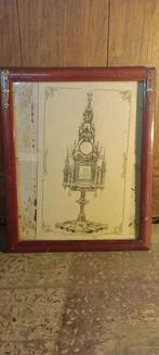 religieuze gravure, De Monstrans van Heilig Bloed,27x33,n394, Antiek en Kunst, Ophalen