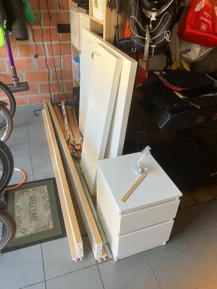 bed + nachtkastje, Huis en Inrichting, Slaapkamer | Bedden, Zo goed als nieuw, Eenpersoons, 90 cm, 200 cm, Wit, Ophalen