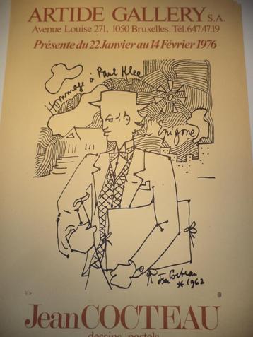 affiche 1976 Jean COCTEAU Hommage à Paul KLEE '62 Artide BXL, Antiek en Kunst, Ophalen of Verzenden