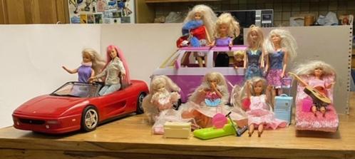 Barbiepoppen 10 stuks + 2 voertuigen + toebehoren, Kinderen en Baby's, Speelgoed | Poppen, Gebruikt, Barbie, Ophalen