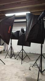 Complete Fotostudio – 4x Jinbei 500W + Achtergrond, Enlèvement, Comme neuf, Studio photo complet