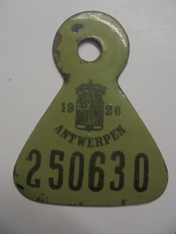 oude email fietsplaat 1926 antwerpen taksplaat emaille beschikbaar voor biedingen