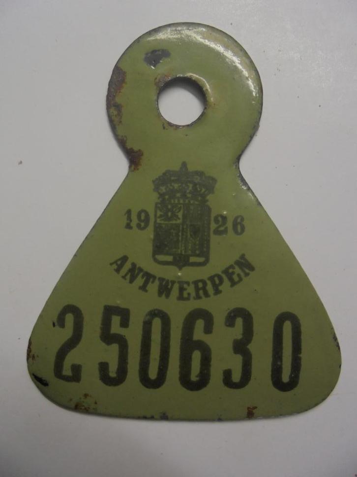 oude email fietsplaat 1926 antwerpen taksplaat emaille, Antiek en Kunst, Antiek | Email, Verzenden