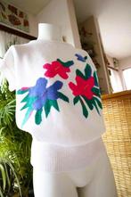 vintage dressing bloemen polo trui, Kleding | Dames, Vintage Dressing, Wit, Maat 42/44 (L), Ophalen of Verzenden