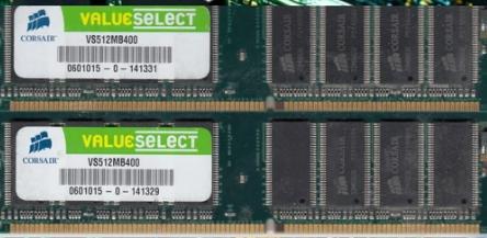 (2x512mo) ram ddr1 corsair  - vs512mb400 | EV23 |, Informatique & Logiciels, Mémoire RAM, Utilisé, Enlèvement ou Envoi