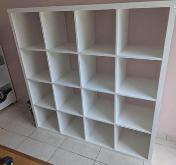 Étagères Kallax 16 cases blanc brillant avec accessoires, Enlèvement, Utilisé