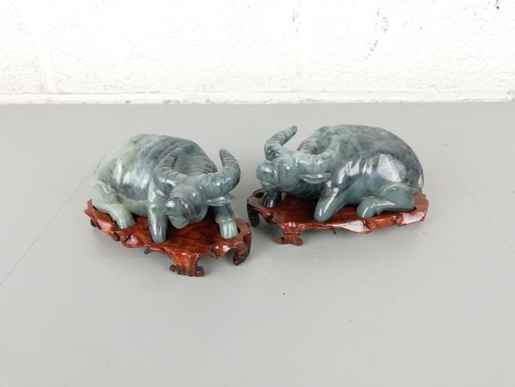Koppel zeepsteen beelden, Antiek en Kunst, Kunst | Beelden en Houtsnijwerken, Ophalen of Verzenden