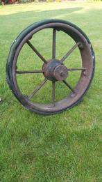 Antiek ijzer wiel met rubber loop vlak., Antiquités & Art, Antiquités | Outils & Instruments, Enlèvement